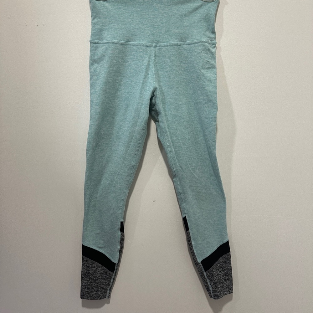 Beyond Yoga Aqua and Charcoal Leggings